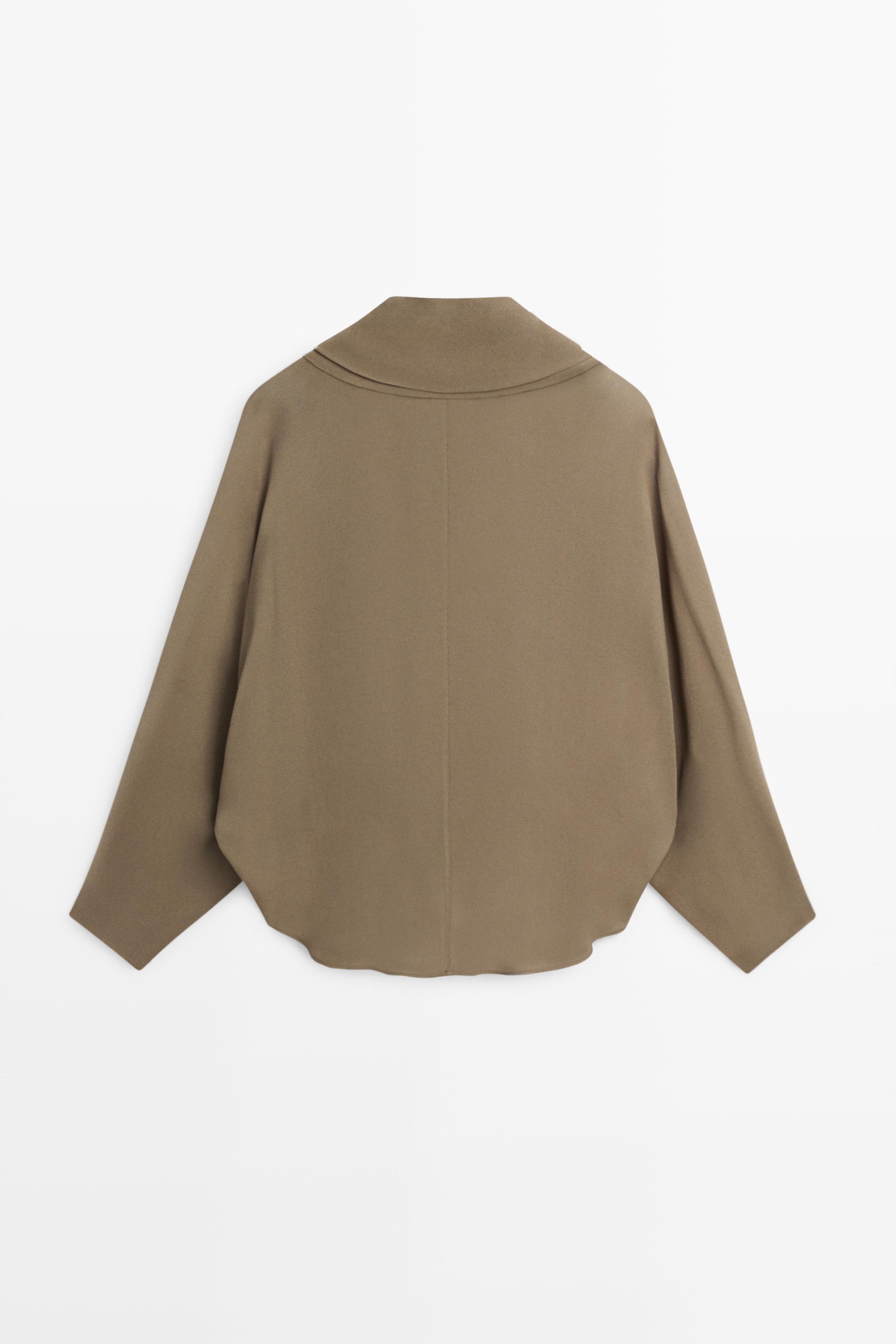 Flowy surplice draped neckline shirt
